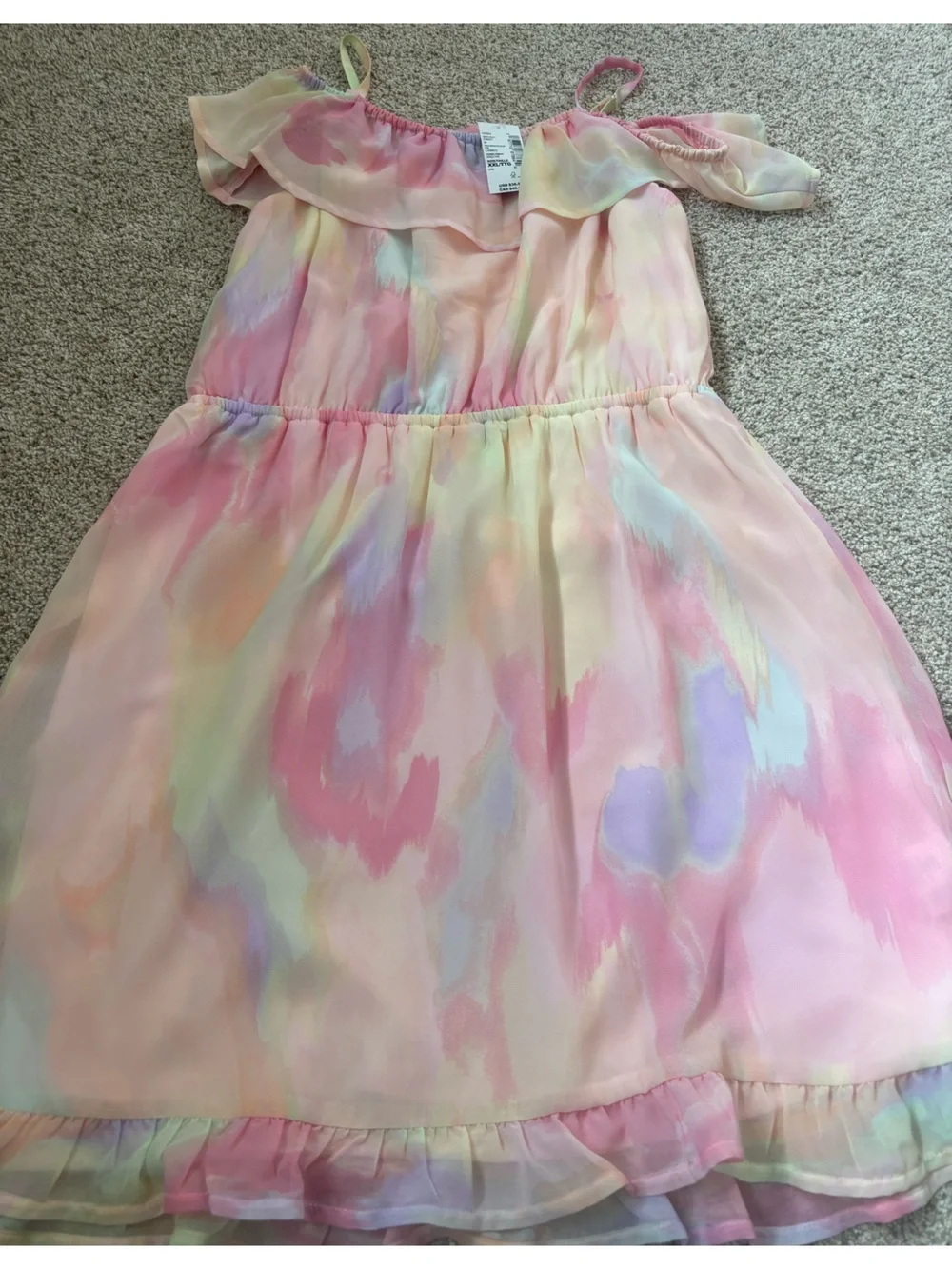 Children’s Place Girls' Pastel Pink Watercolor Ruffle Sundress - Picture 6 of 7